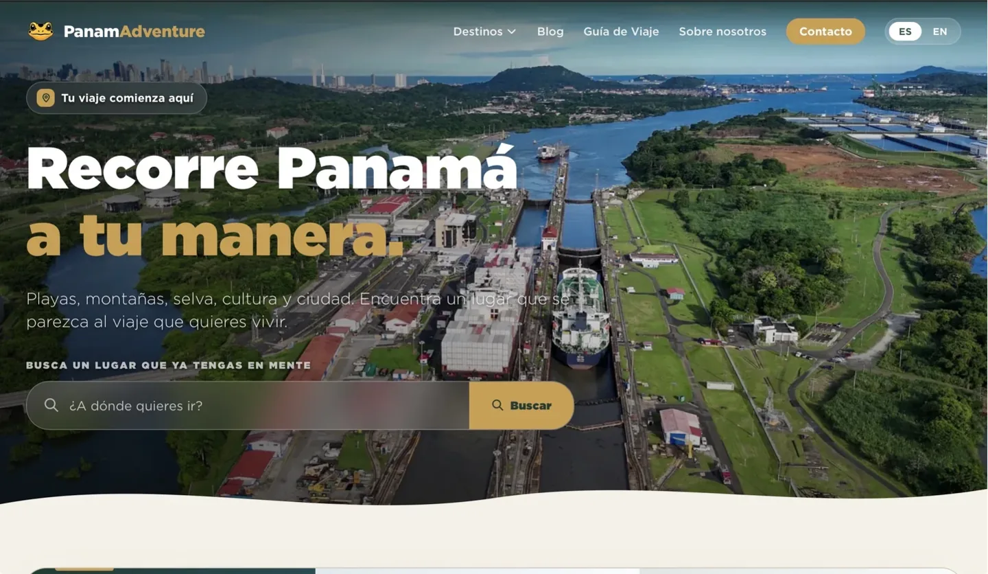 PanamAdventure: the bilingual destinations platform Spiza Solutions designed and built for its client.